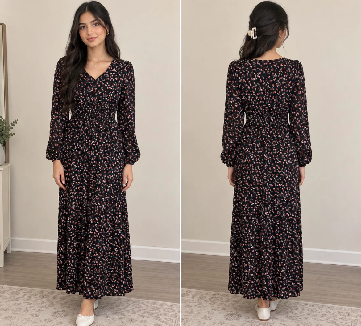 Black Floral Maxi Dress