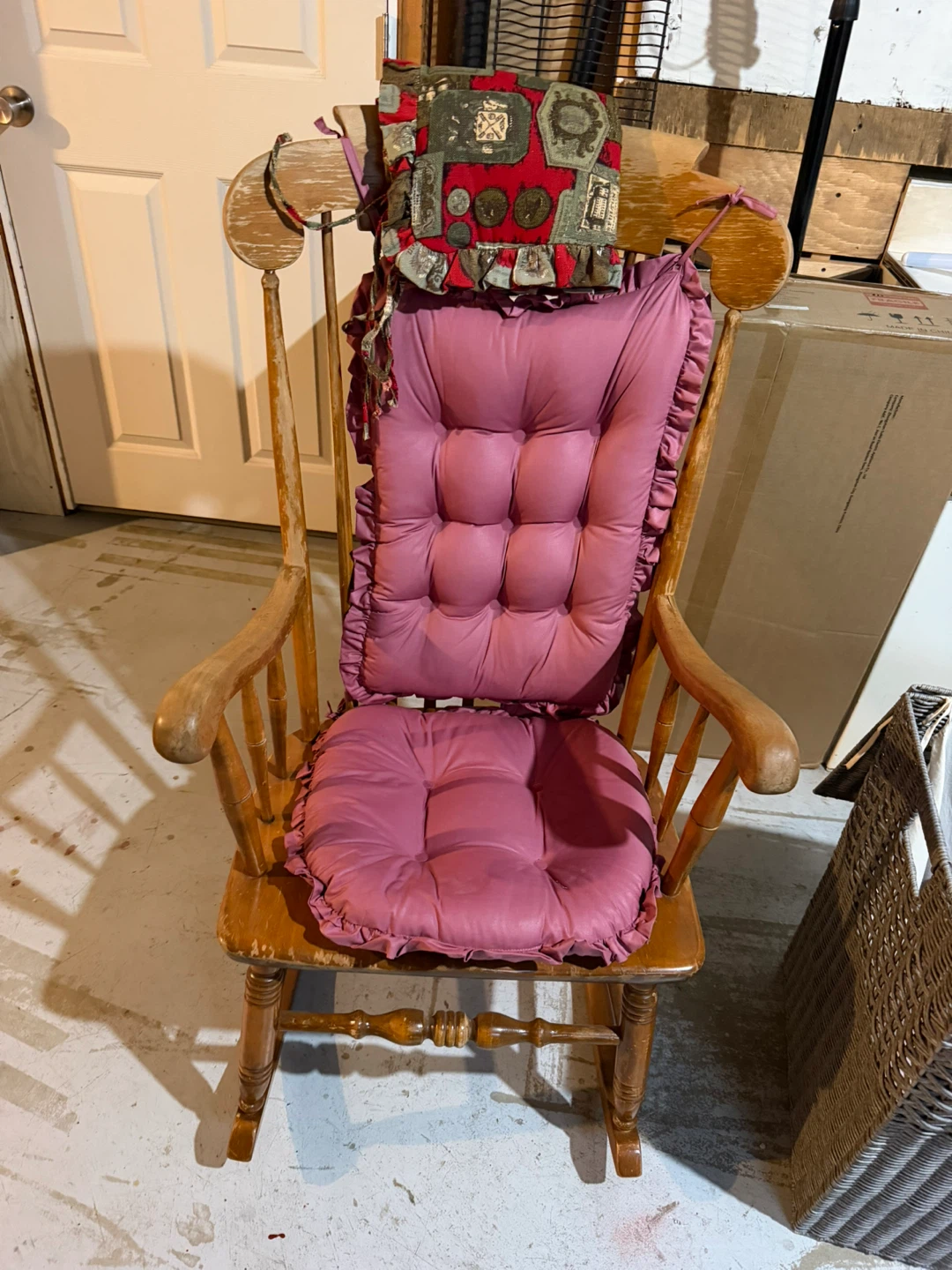 Wooden Rocking Chair with Cushions