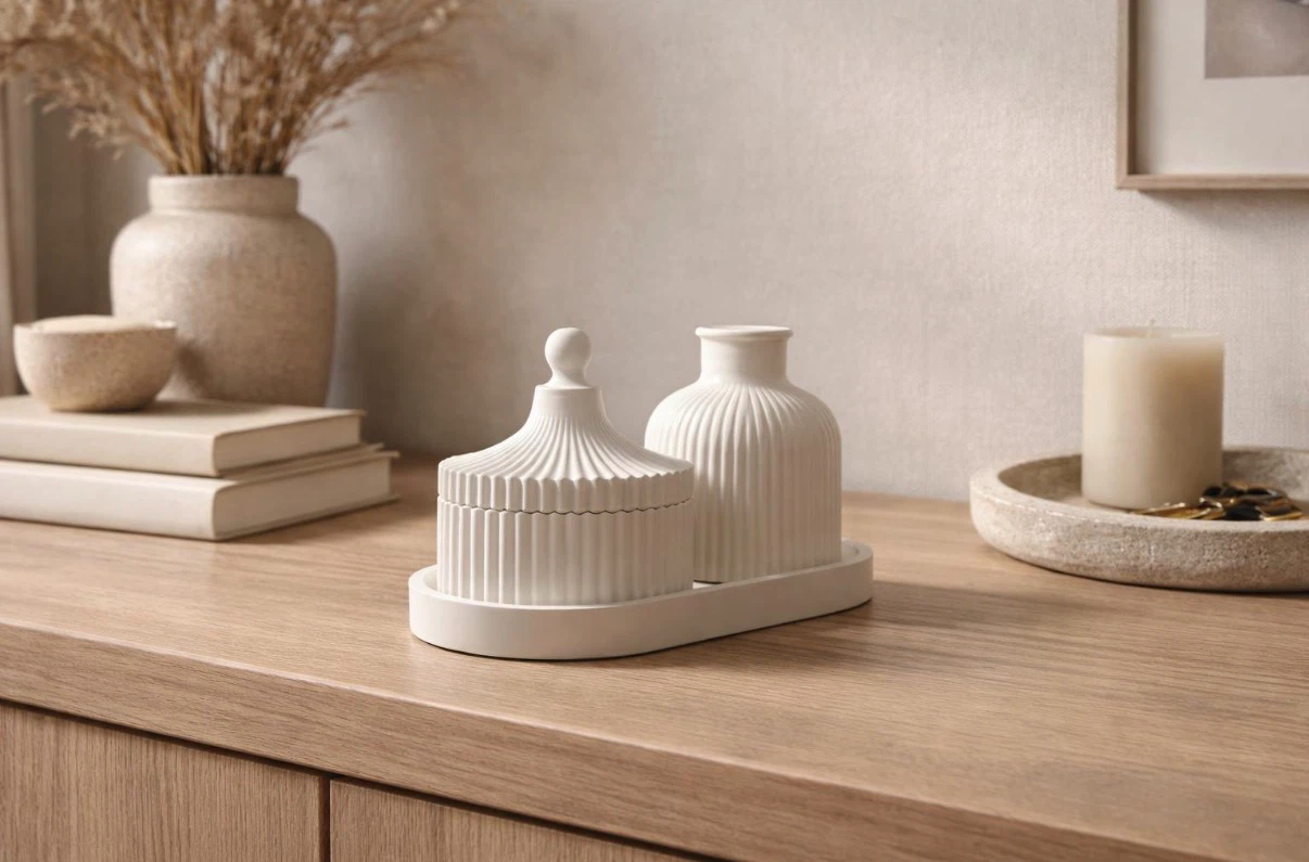 White Decorative Vase and Jar Set