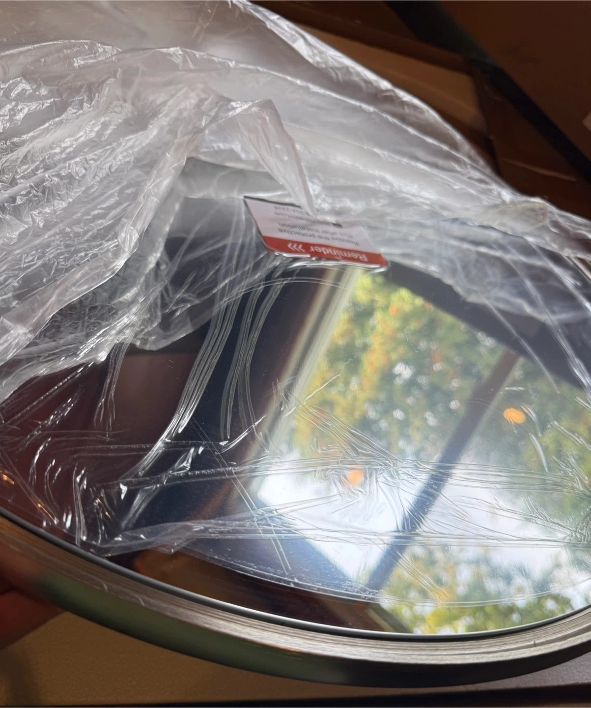 BN!HOMCOM 24" Round Wall Mirror Metal Frame Silver - photo 4