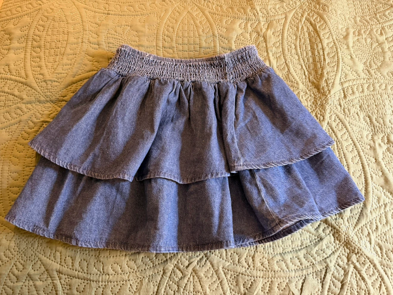 Indigo Tiered Denim Skirt XS