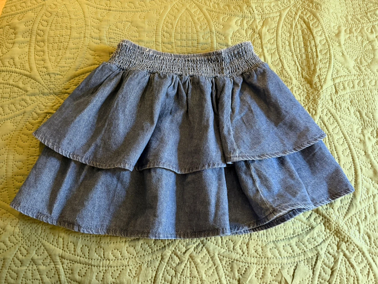 Indigo Tiered Denim Skirt XS - photo 2