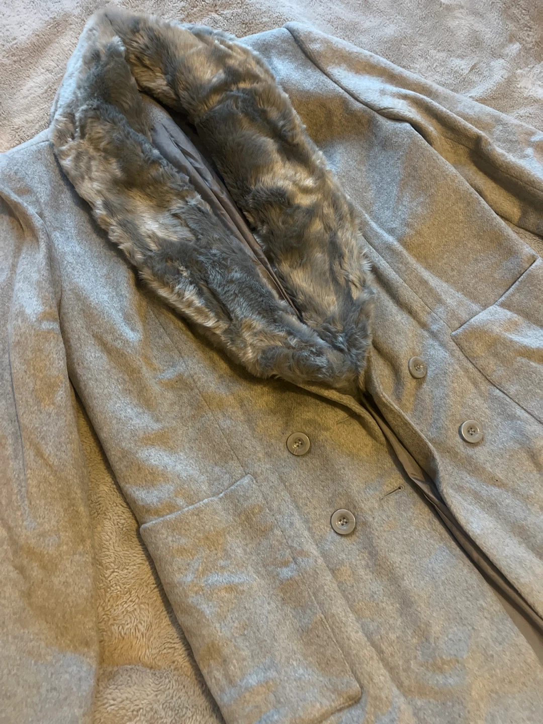 Grey Faux Fur Collar Coat - photo 3