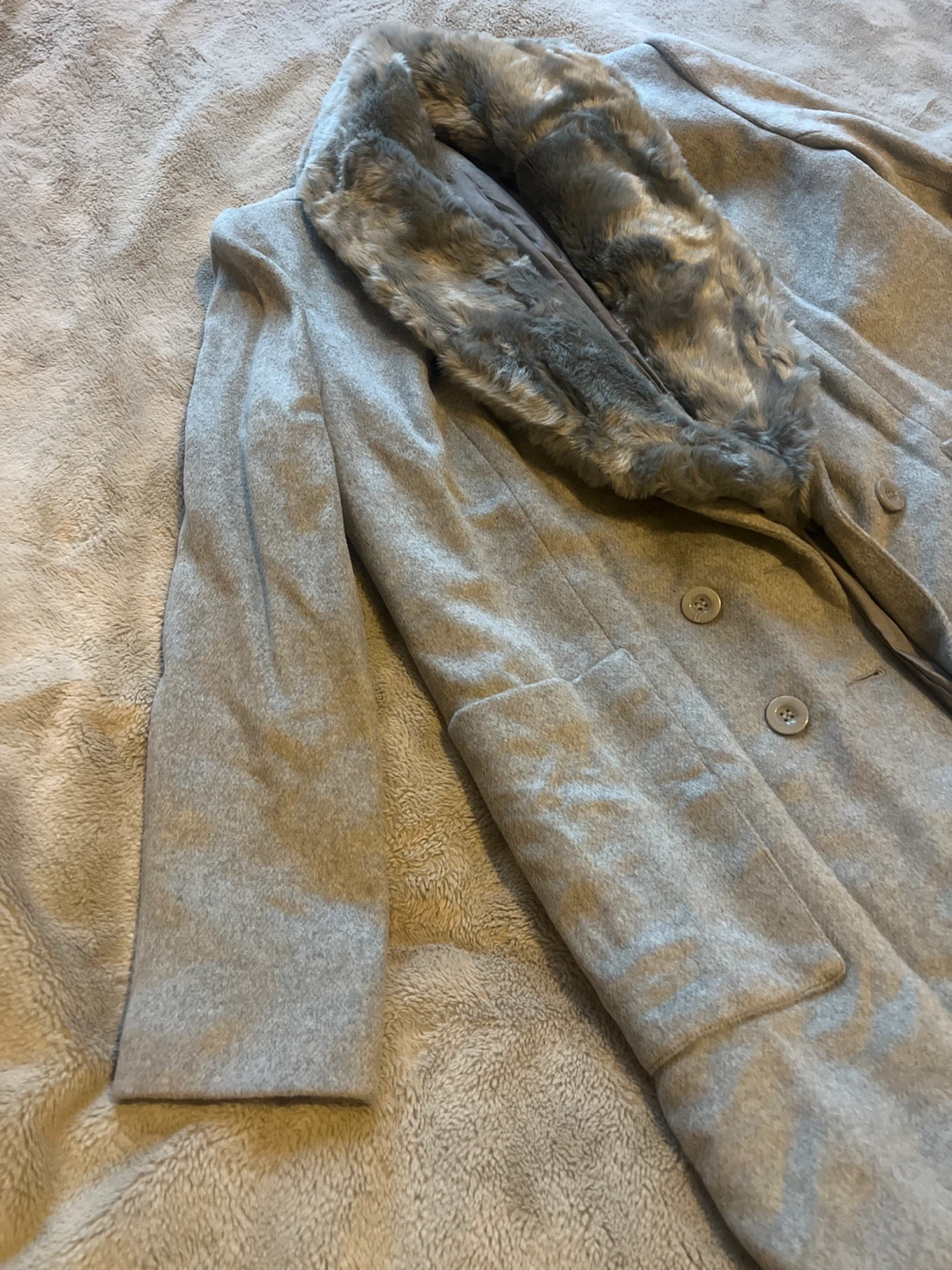 Grey Faux Fur Collar Coat - photo 2