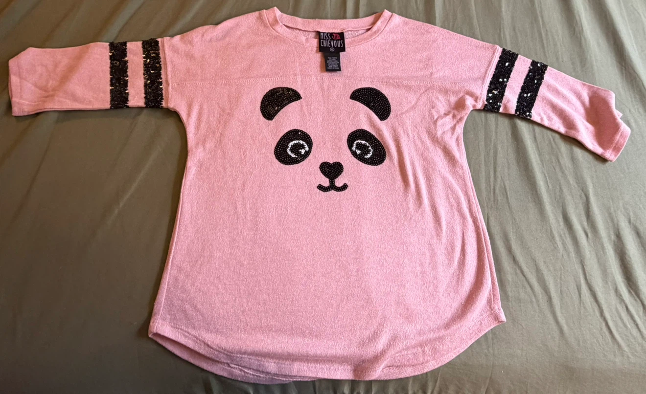 Miss Chievous Pink Panda Sequin Long Sleeve Top - photo 2