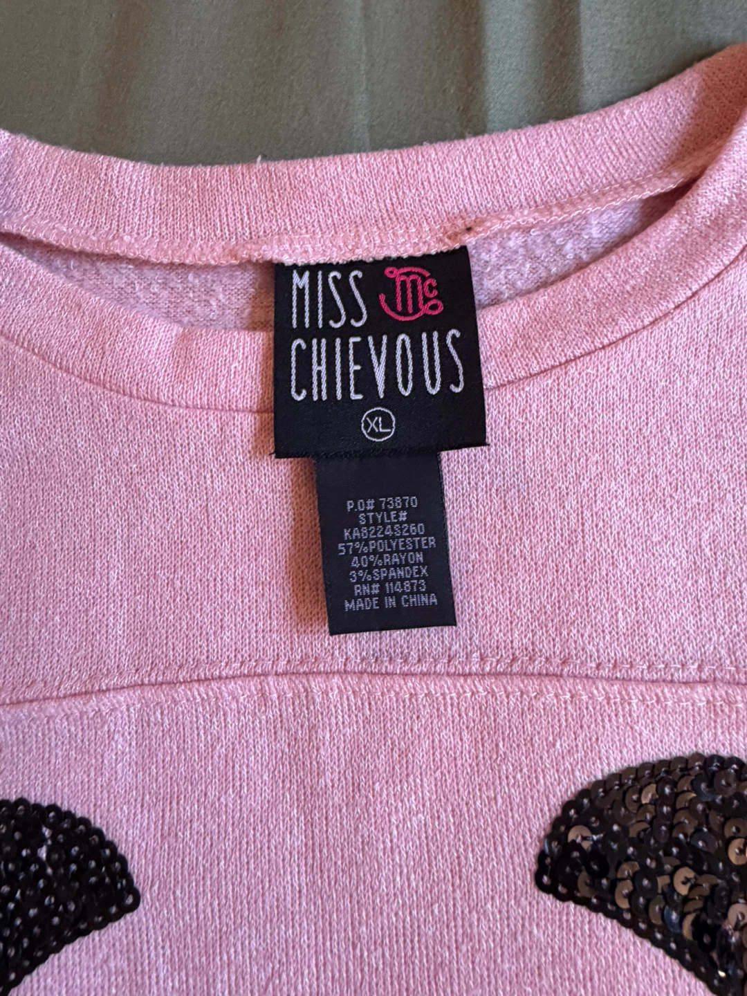 Miss Chievous Pink Panda Sequin Long Sleeve Top - photo 3