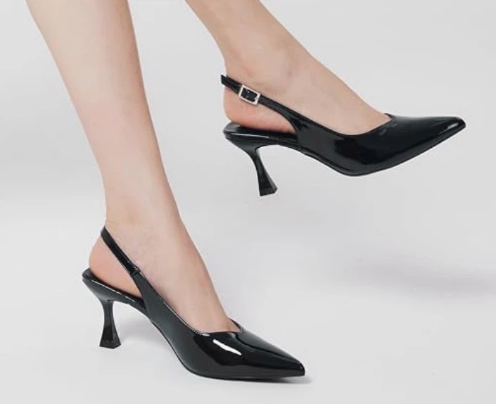 Brand New! Black Patent Slingback Heels US 11 UK 8.5 EUR 42