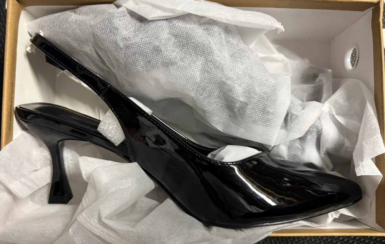 Brand New! Black Patent Slingback Heels US 11 UK 8.5 EUR 42 - photo 2
