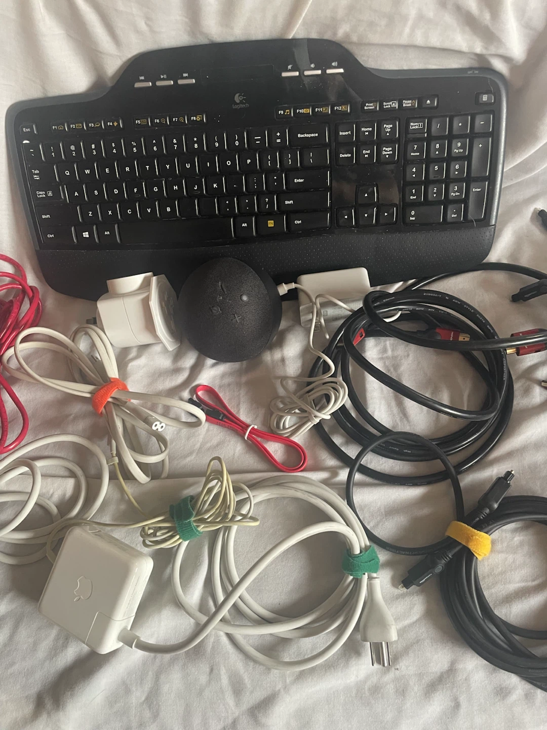 Logitech Keyboard, Amazon Echo Dot, and Various Cables - photo 3