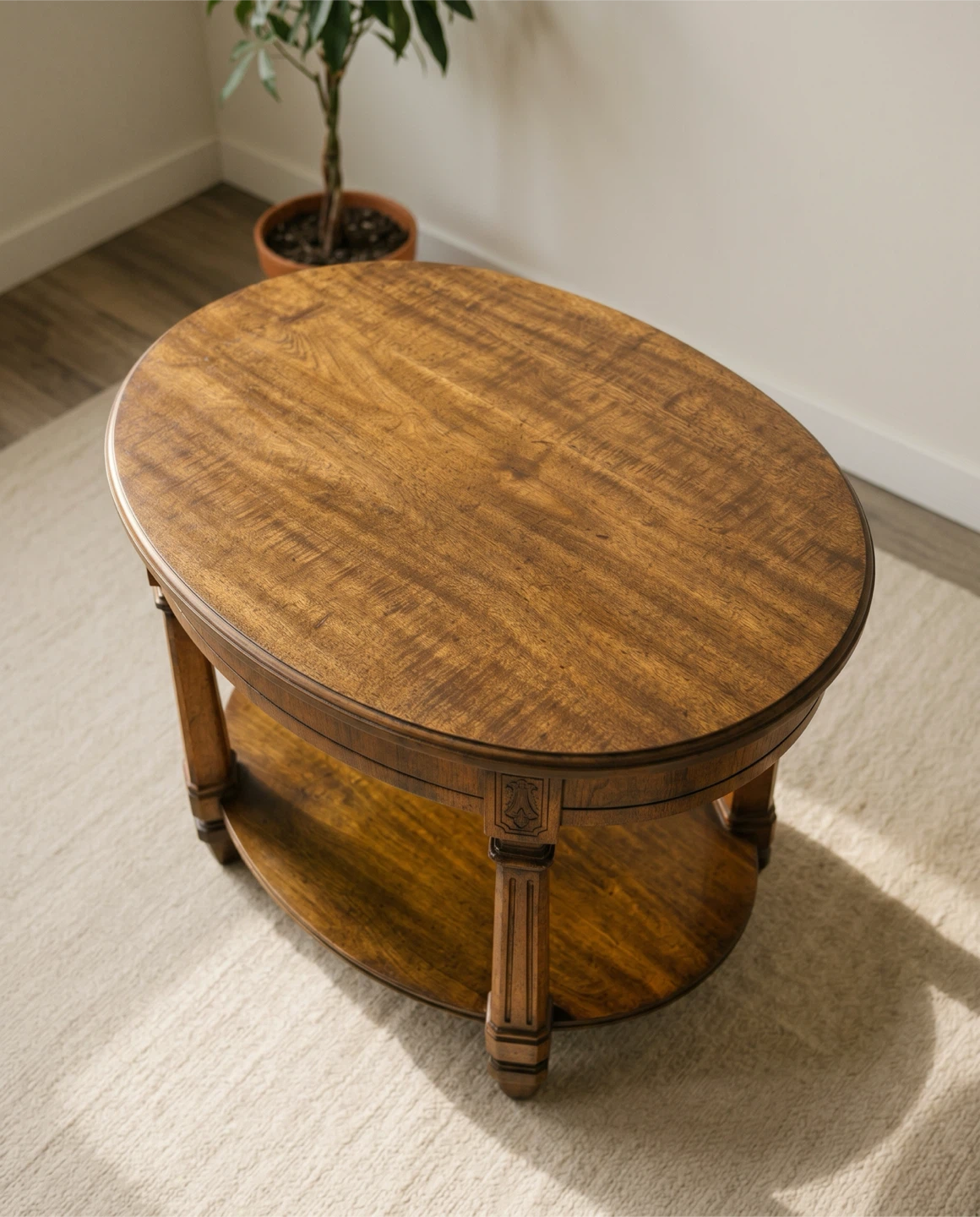 Vintage Oval Wooden Side Table