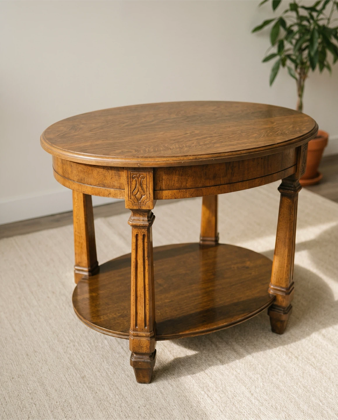 Vintage Oval Wooden Side Table - photo 2
