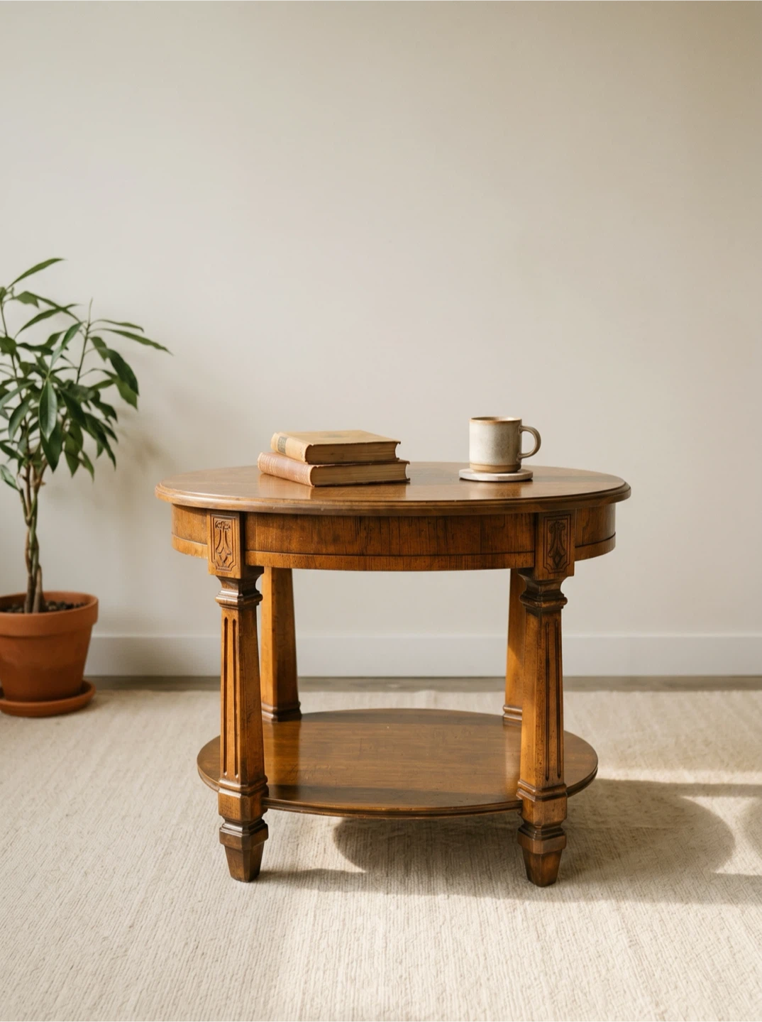 Vintage Oval Wooden Side Table - photo 3
