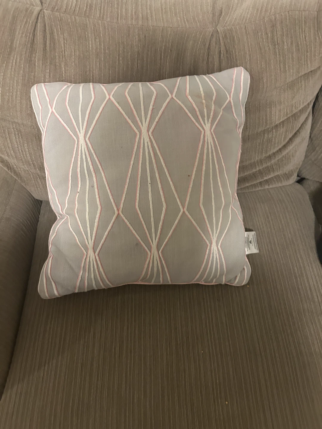Decorative Pink and Grey Throw Pillow