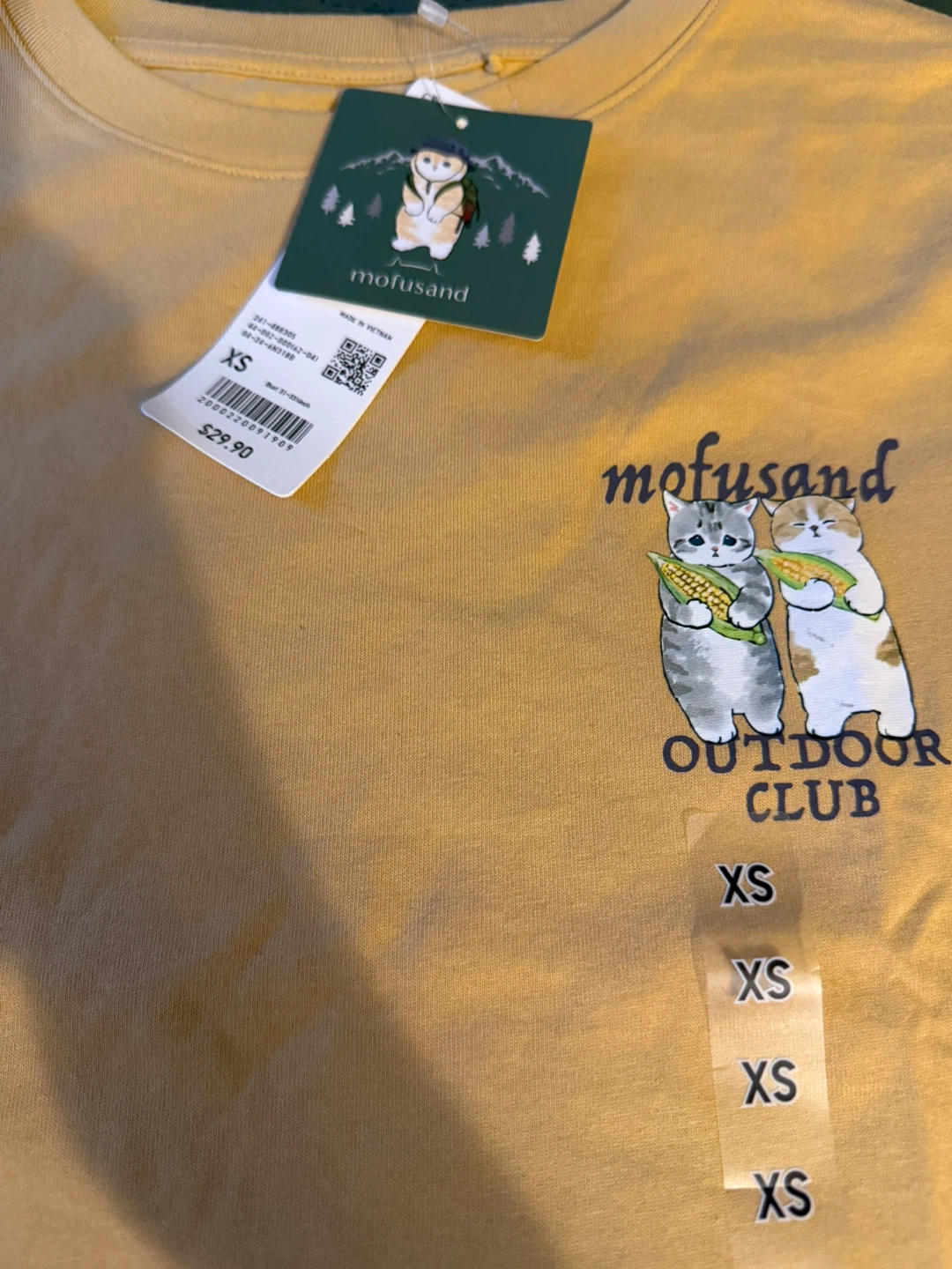 Uniqlo Mofusand Outdoor Club T-Shirt Mustard Yellow XS - photo 2