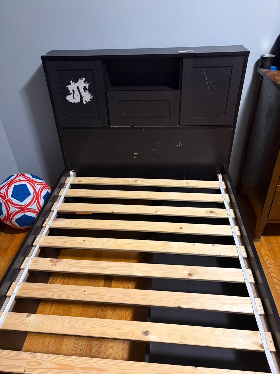 Brown single Size Bed Frame with Storage Headboard