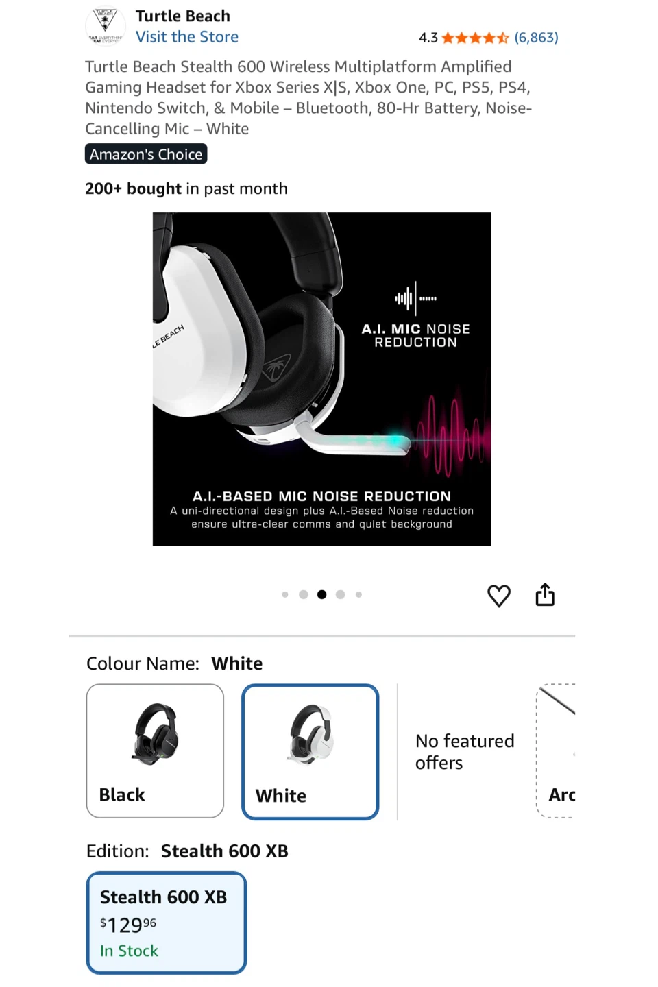 Turtle Beach Stealth 600 Wireless Gaming Headset - White - photo 2