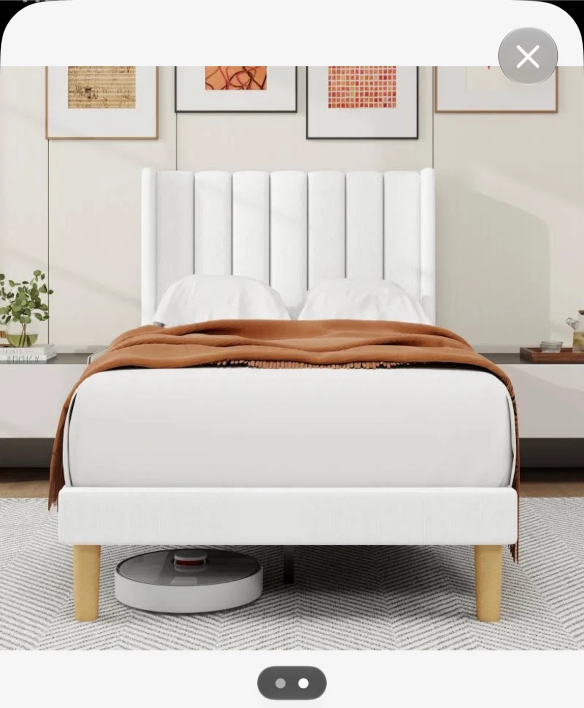 New Cream Upholstered Bed Frame – Approx. Full/Double Size