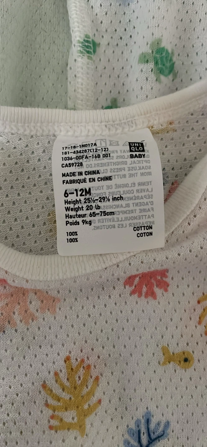 Uniqlo Baby Mesh Bodysuits 6-12M - photo 2