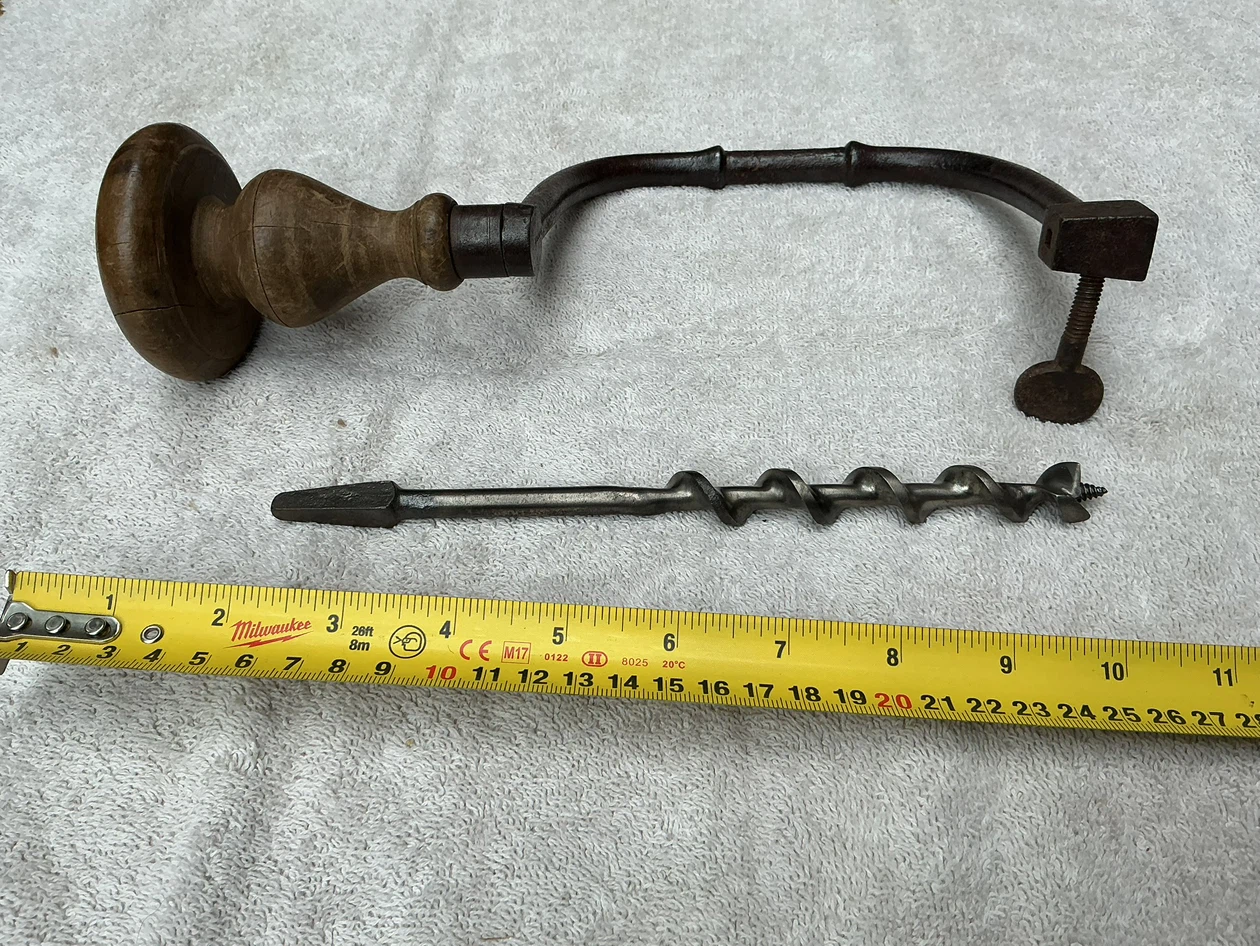 Antique 19th Century Hand Bit Brace Drill !