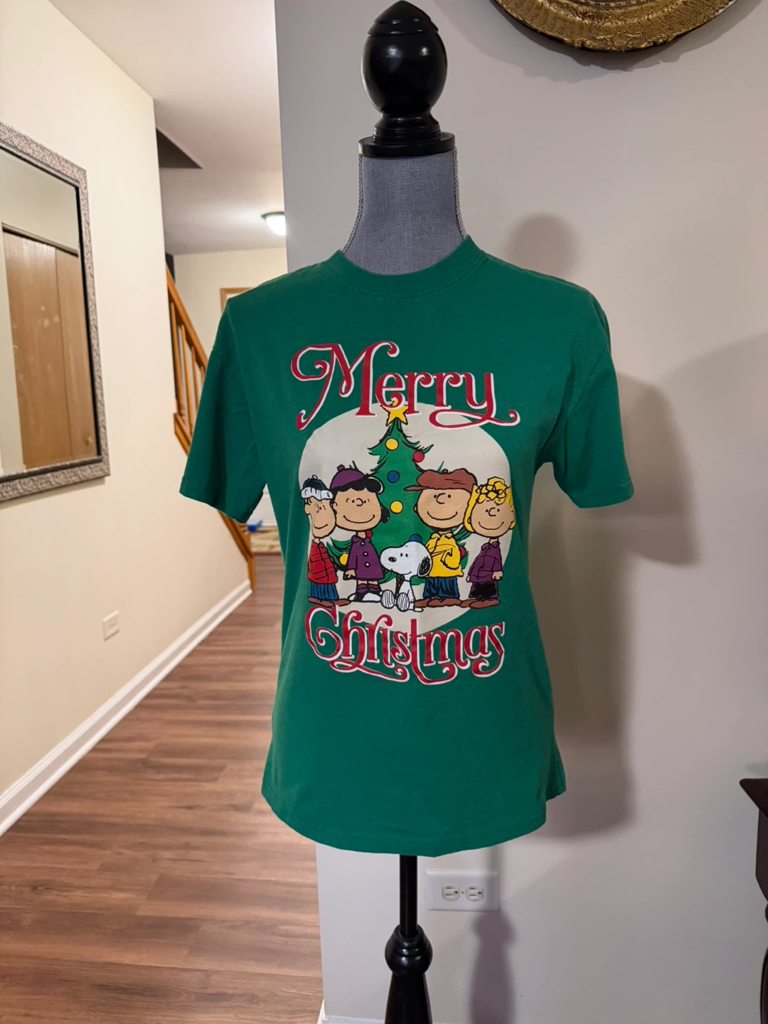 Peanuts Merry Christmas T-Shirt Green Size S