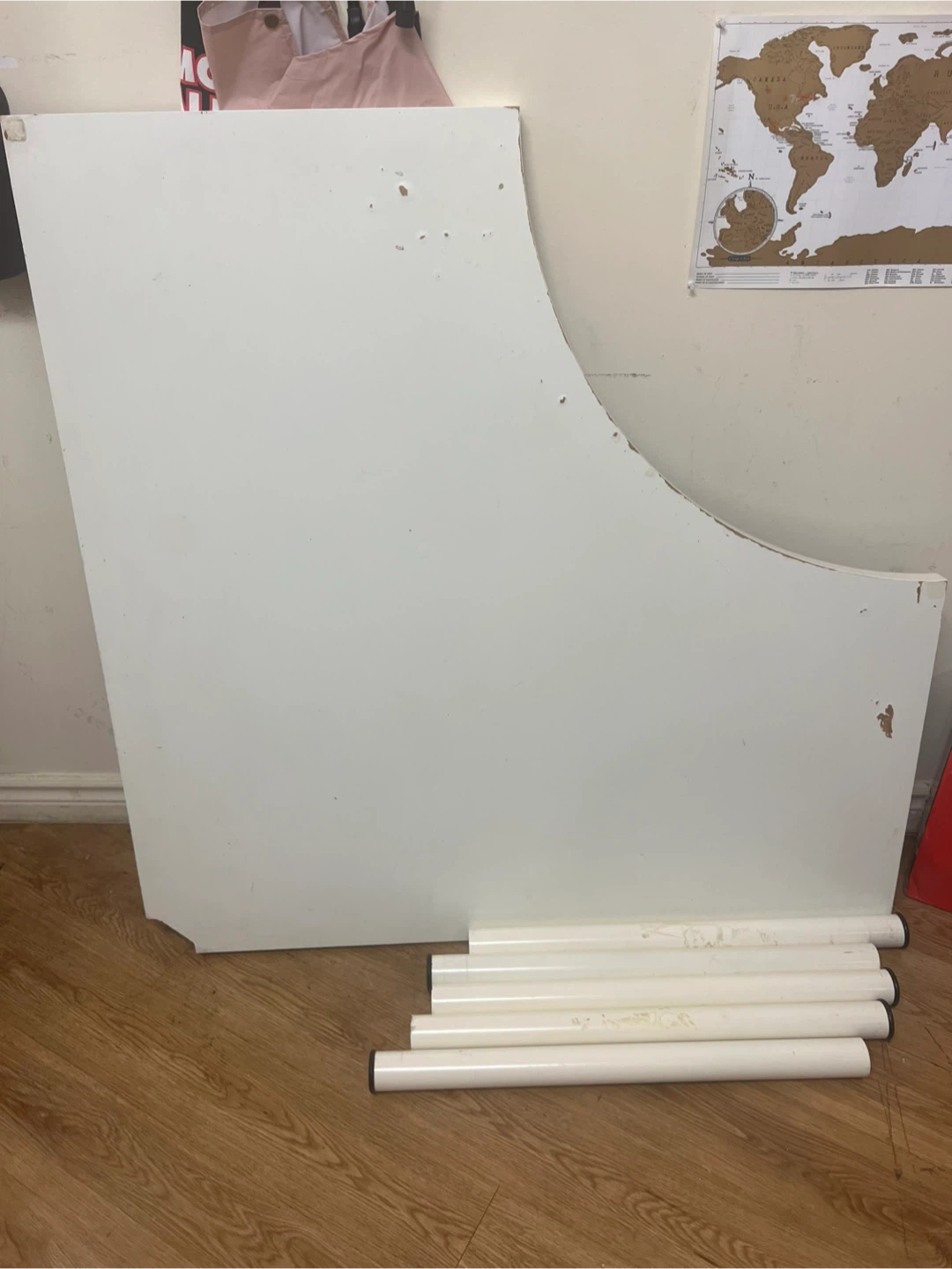 White Corner Desk Surface and Legs
