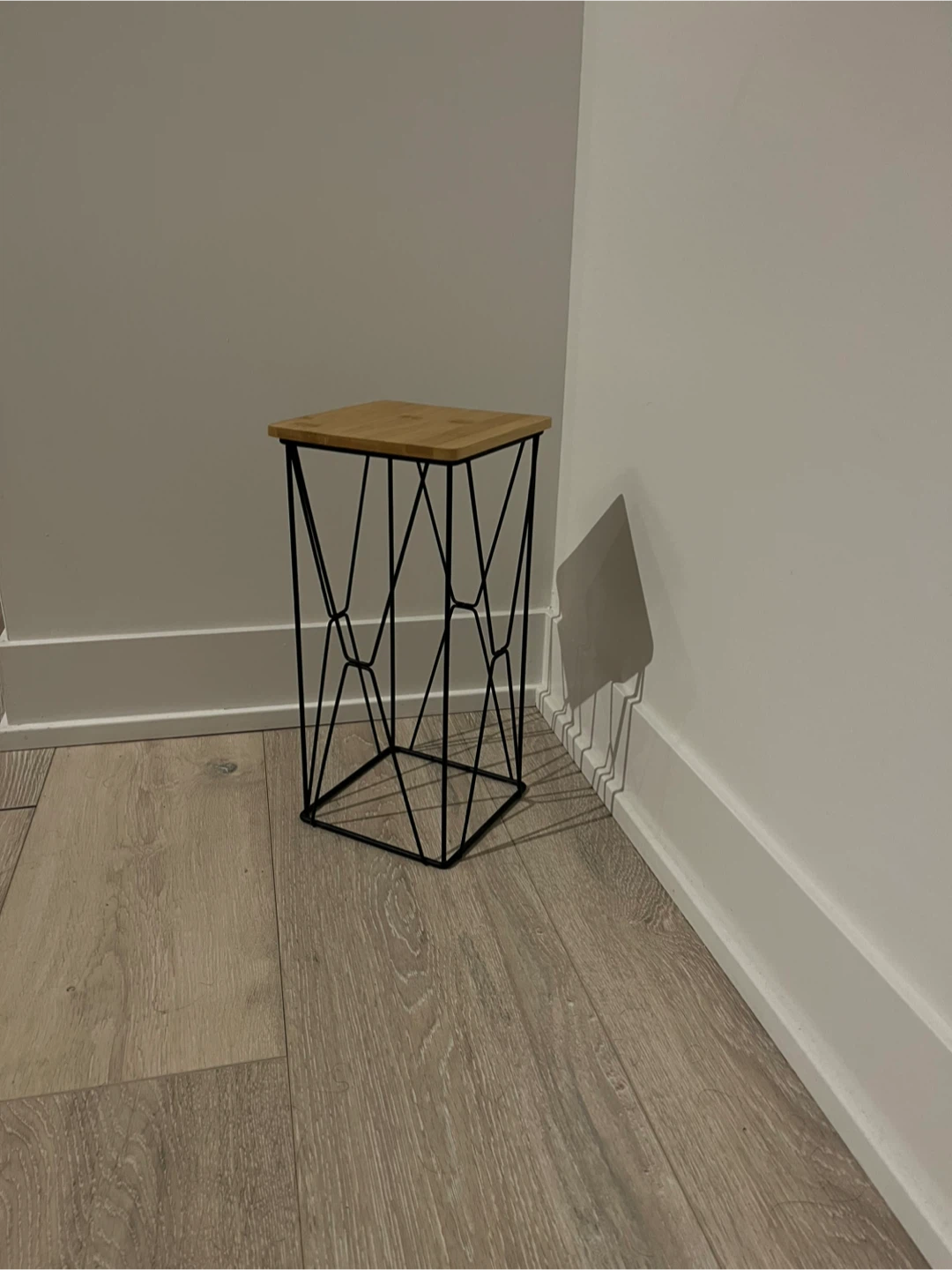 Modern Bamboo and Black Metal Side Table Decorative Stand - photo 2