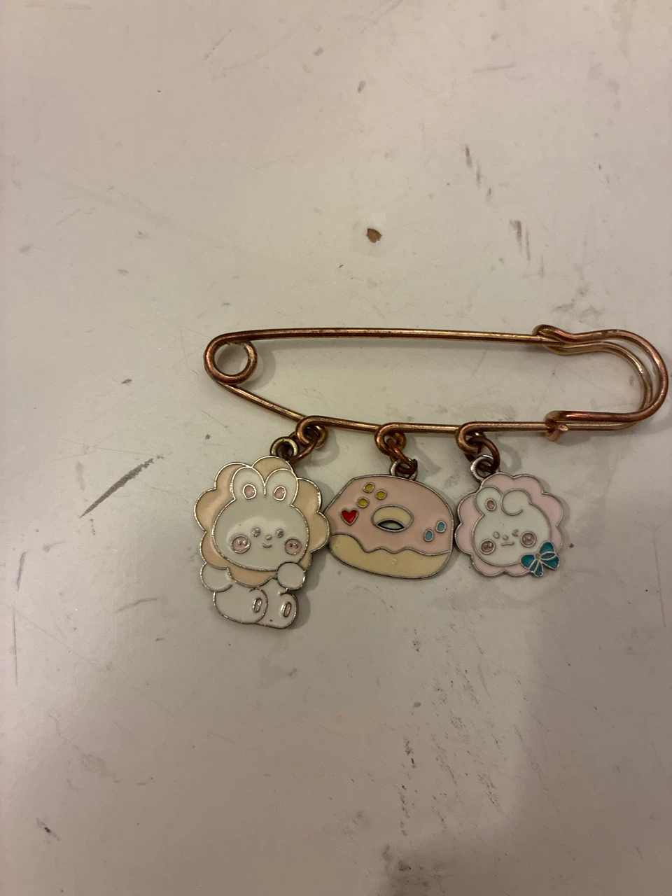Cute Animal and Donut Charm Safety Pin