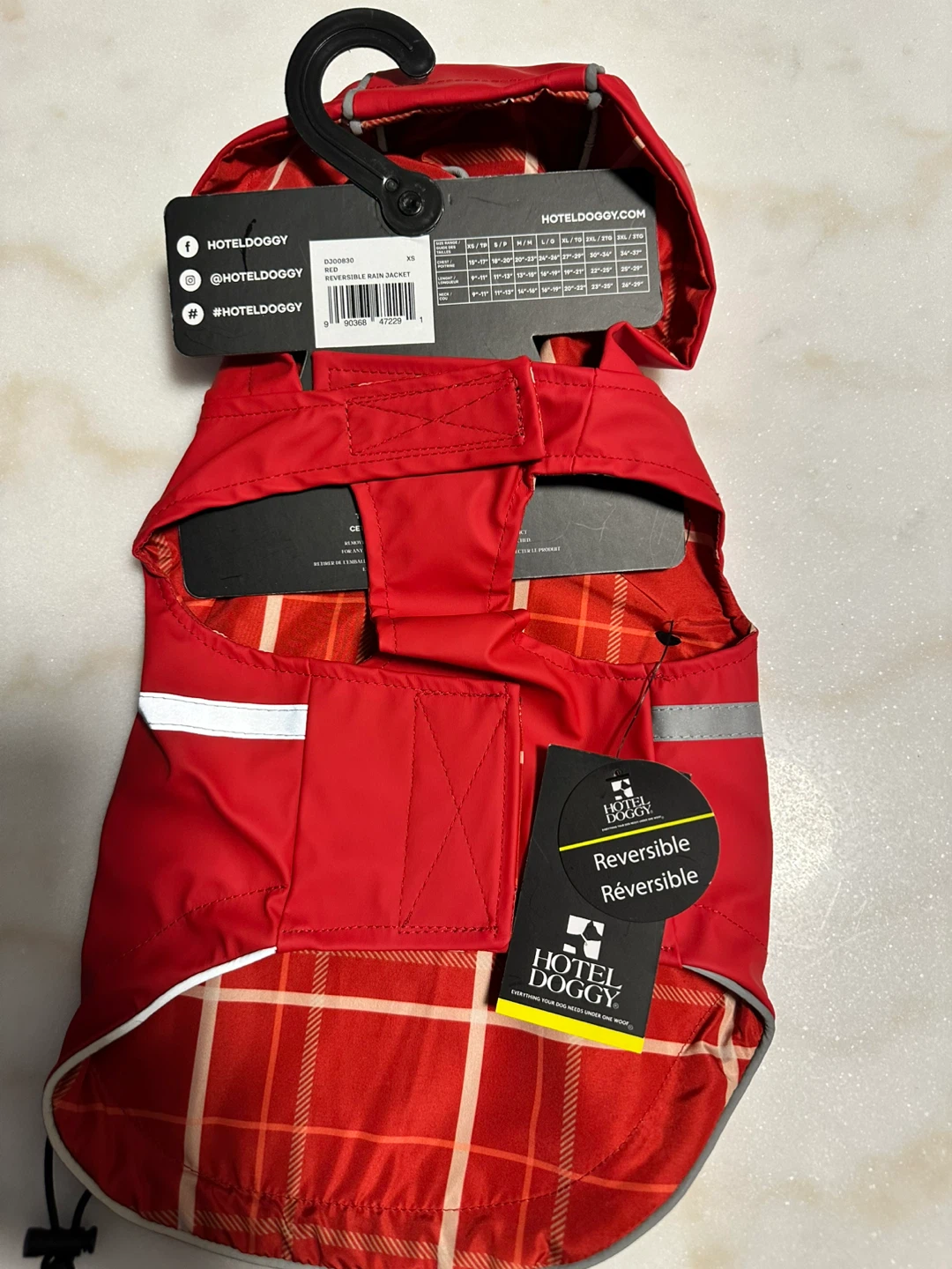 Hotel Doggy Red Reversible Rain Jacket - Size XS - photo 2