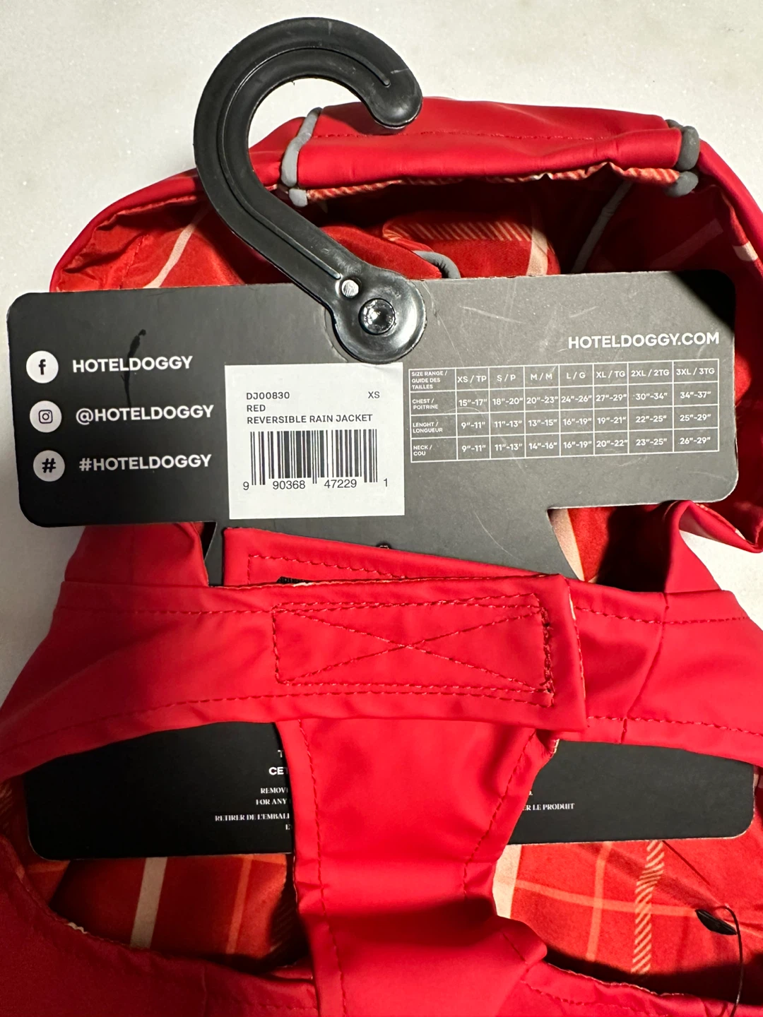 Hotel Doggy Red Reversible Rain Jacket - Size XS - photo 3