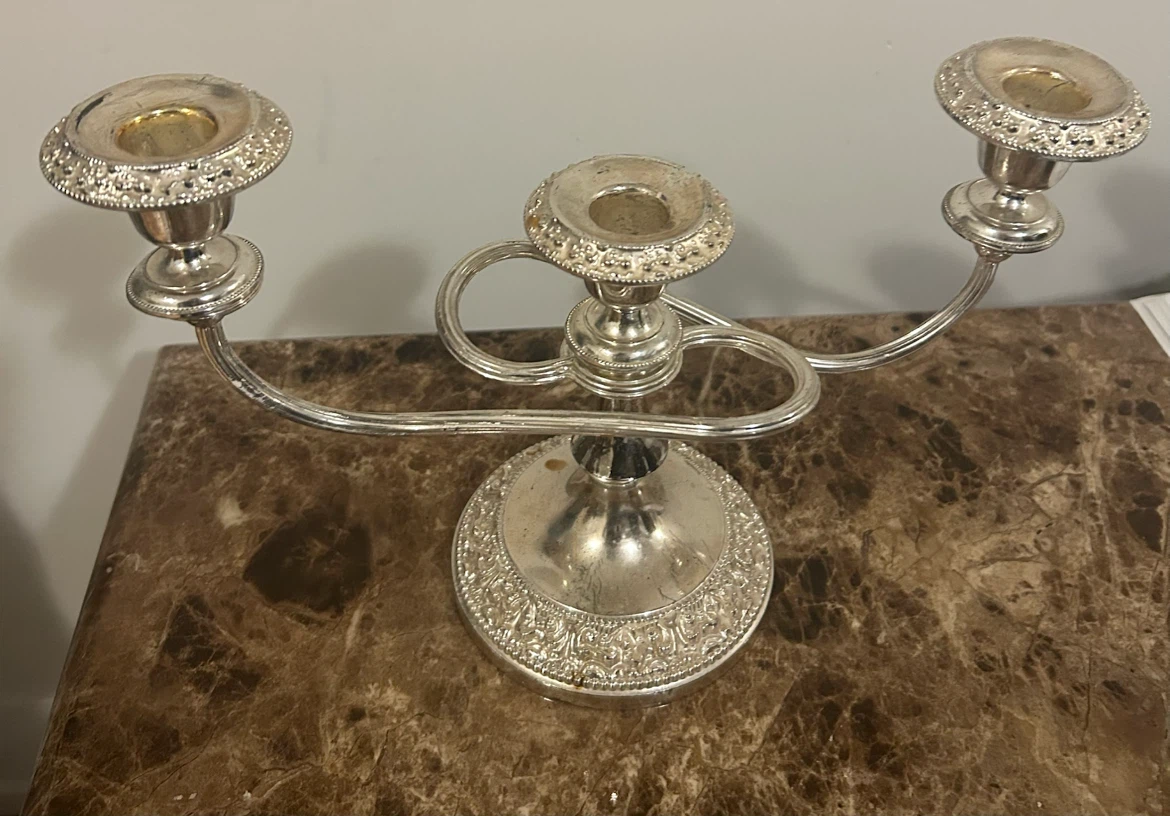 Silver-plated Three-Candle Candelabra