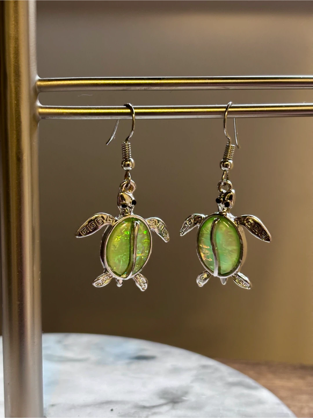 Green Sea Turtle Dangle Earrings - photo 2