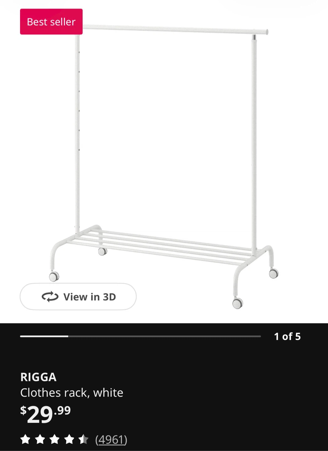 IKEA RIGGA Clothes Rack - White