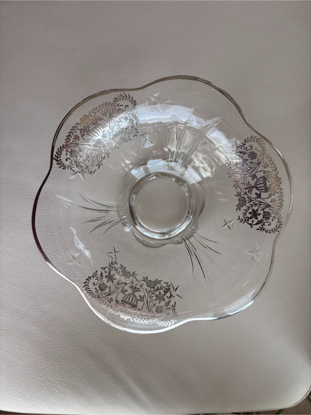 Vintage Crystal Serving Bowl with Silver Trim - photo 2