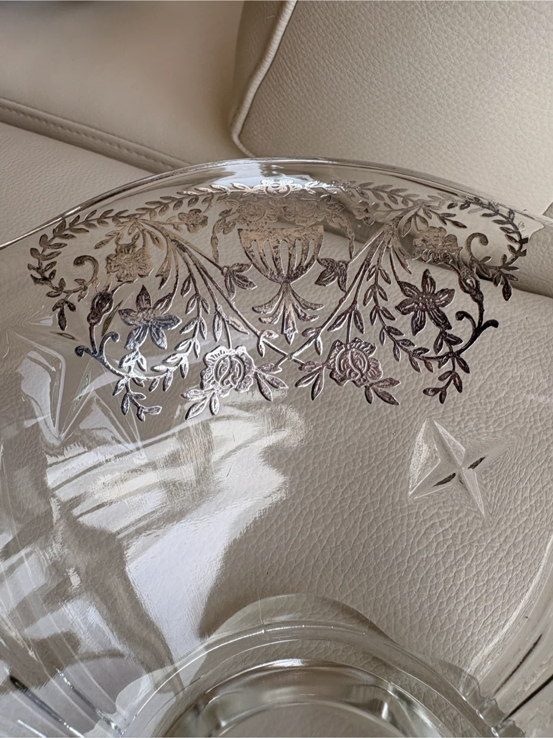 Vintage Crystal Serving Bowl with Silver Trim - photo 4