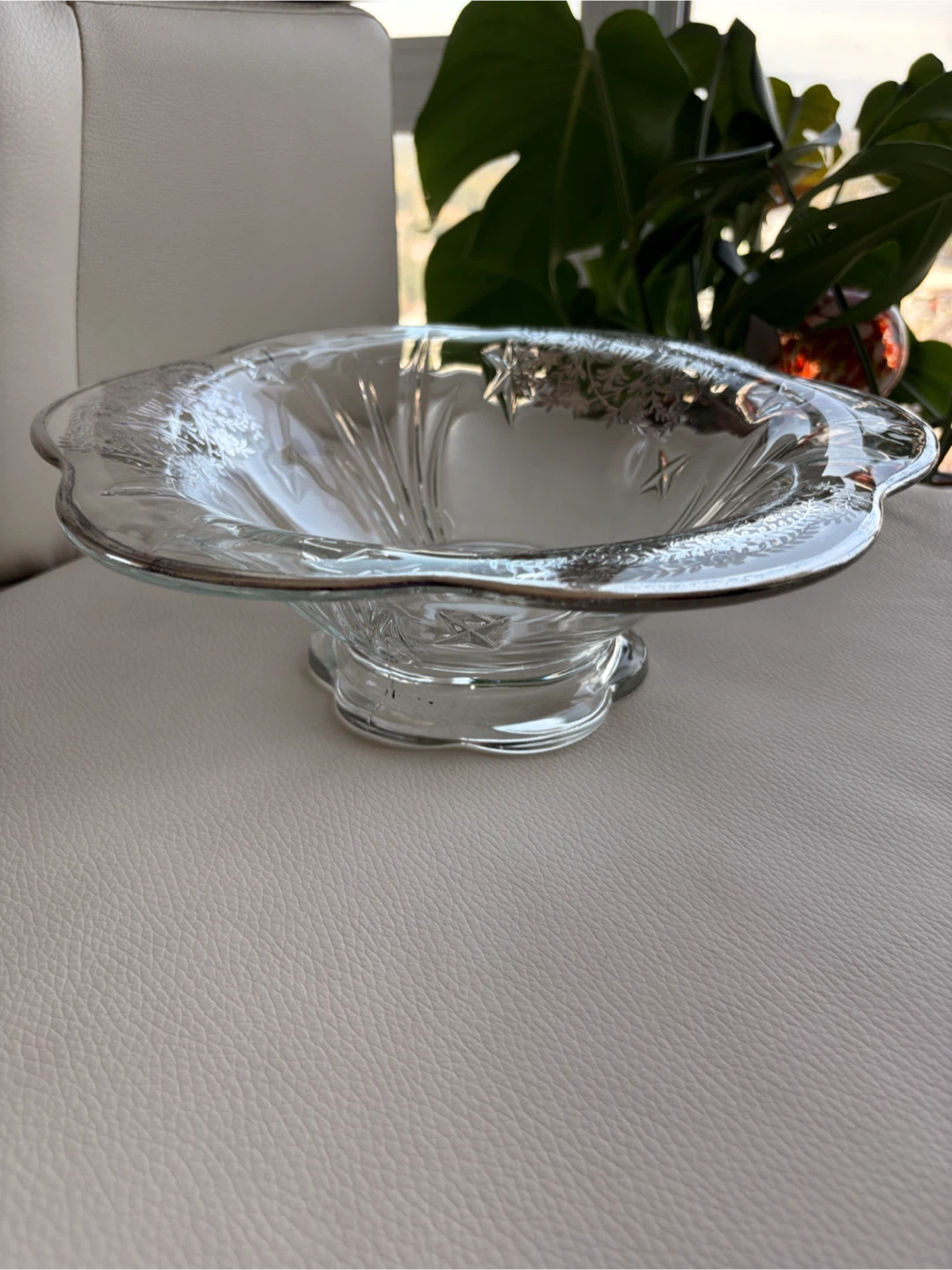 Vintage Crystal Serving Bowl with Silver Trim - photo 5