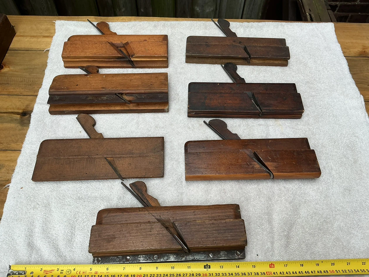 Set of 7 Antique Wooden Molding Hand Planes !