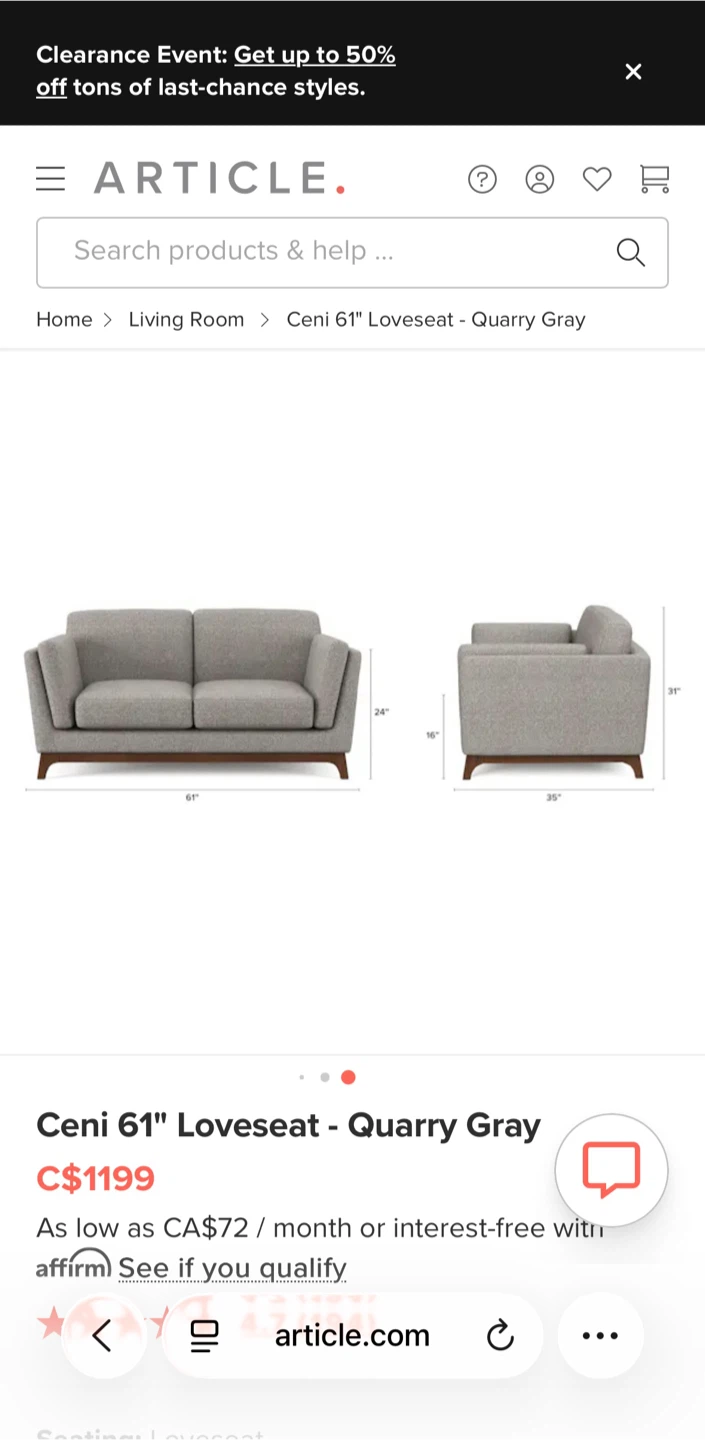 Article Ceni Loveseat in Blue - photo 4