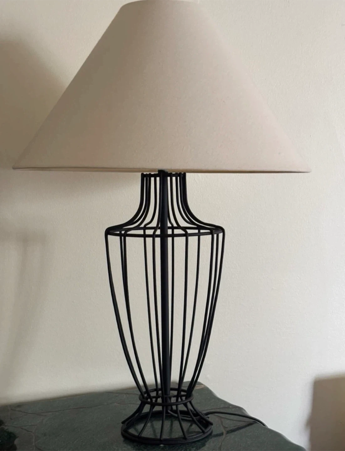 Wire Cage Table Lamp with Neutral Shade - photo 2