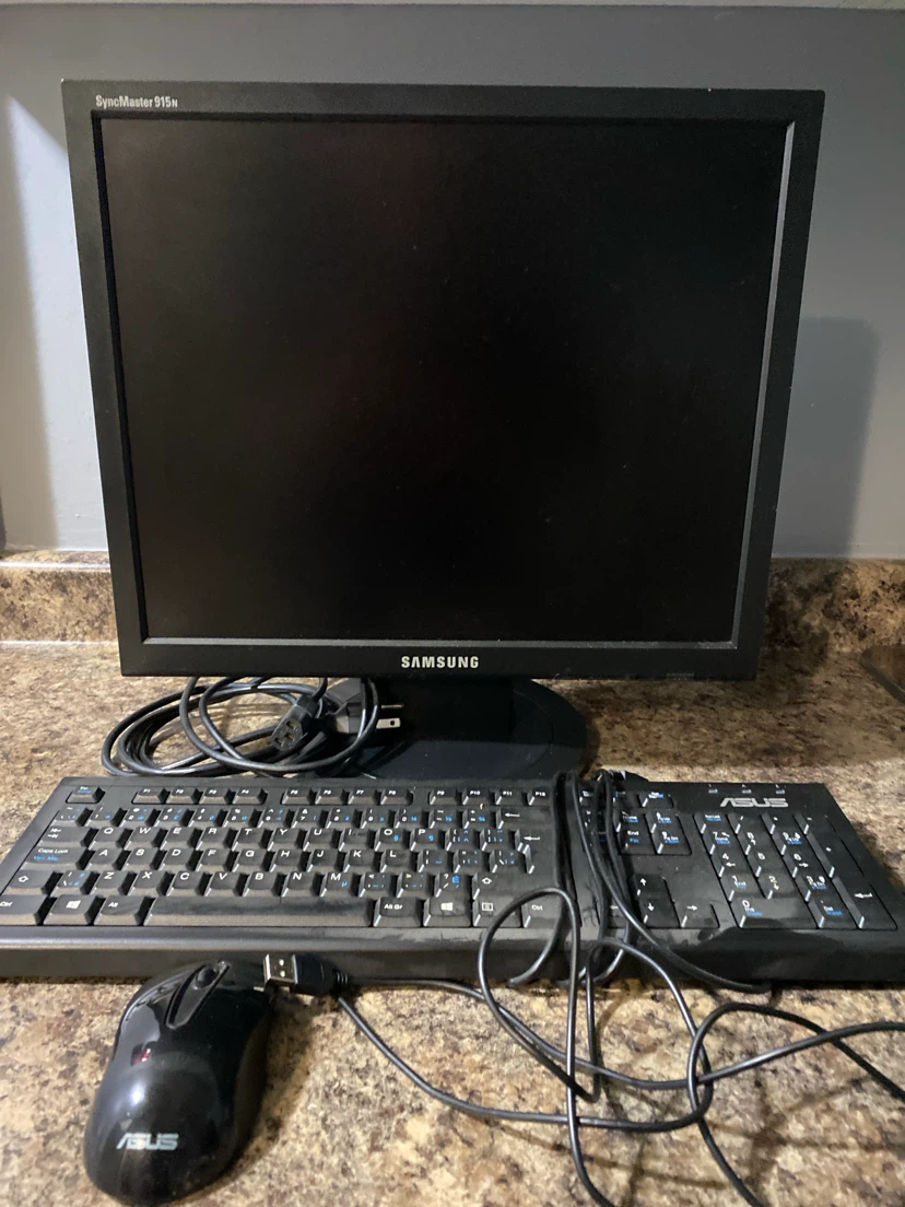 PC monitor and keyboard with mouse