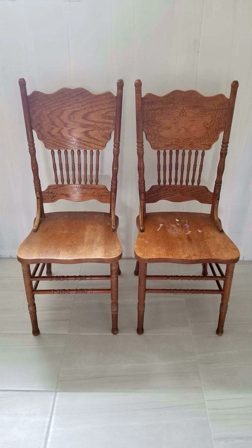 Two Vintage Wooden Chairs