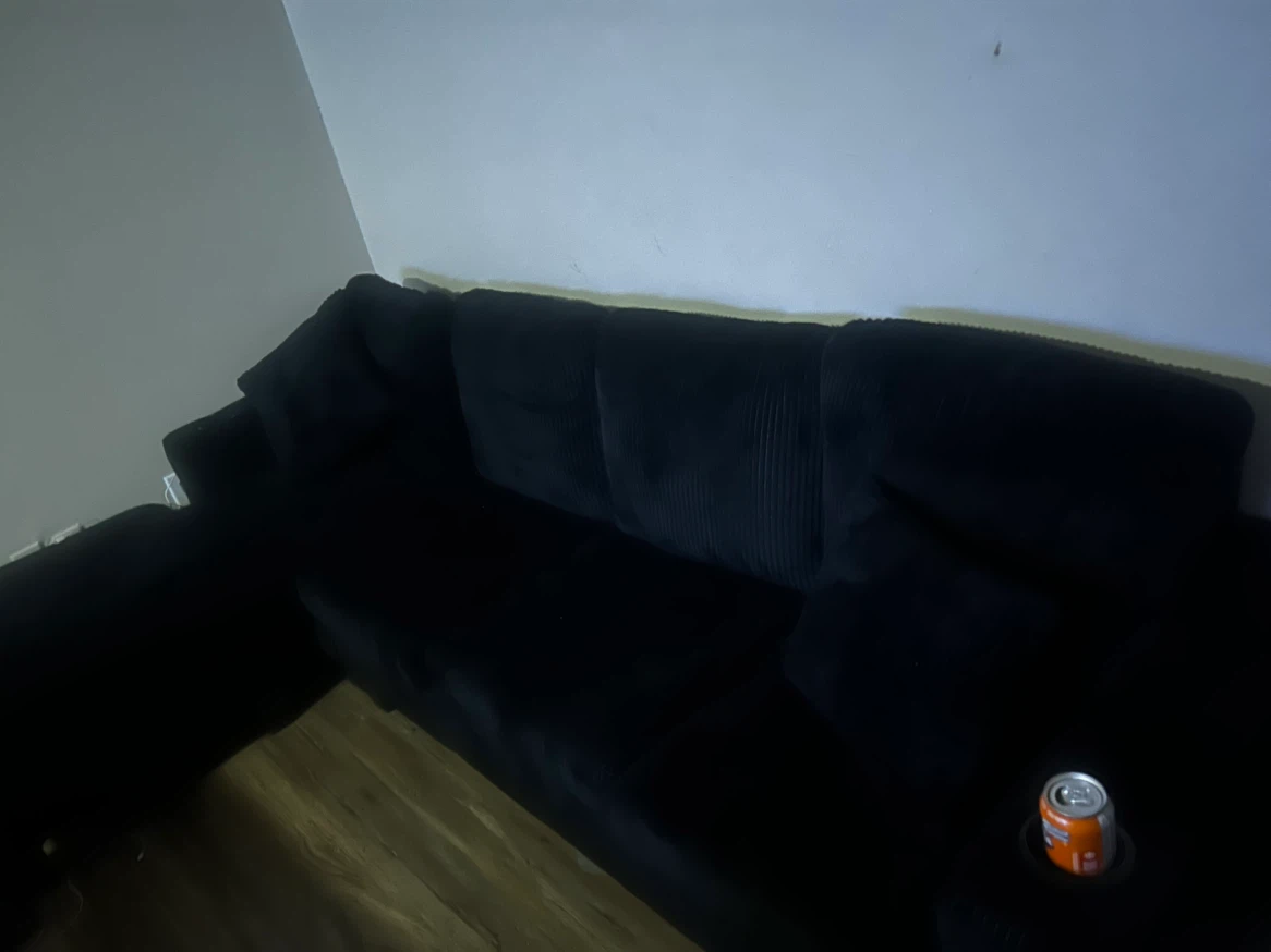 Black Corduroy Sectional Sofa with Cup Holder - photo 3
