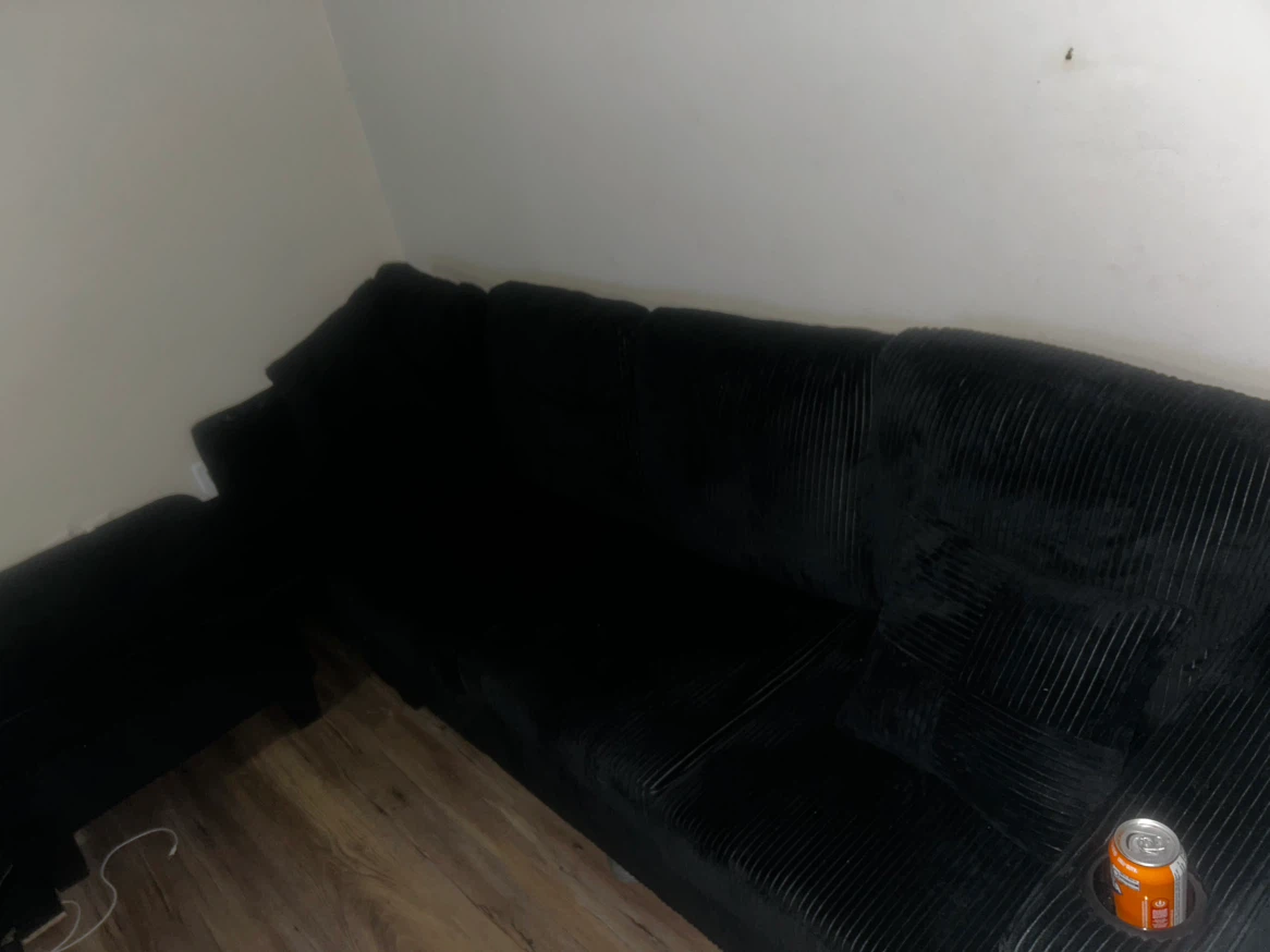 Black Corduroy Sectional Sofa with Cup Holder - photo 5