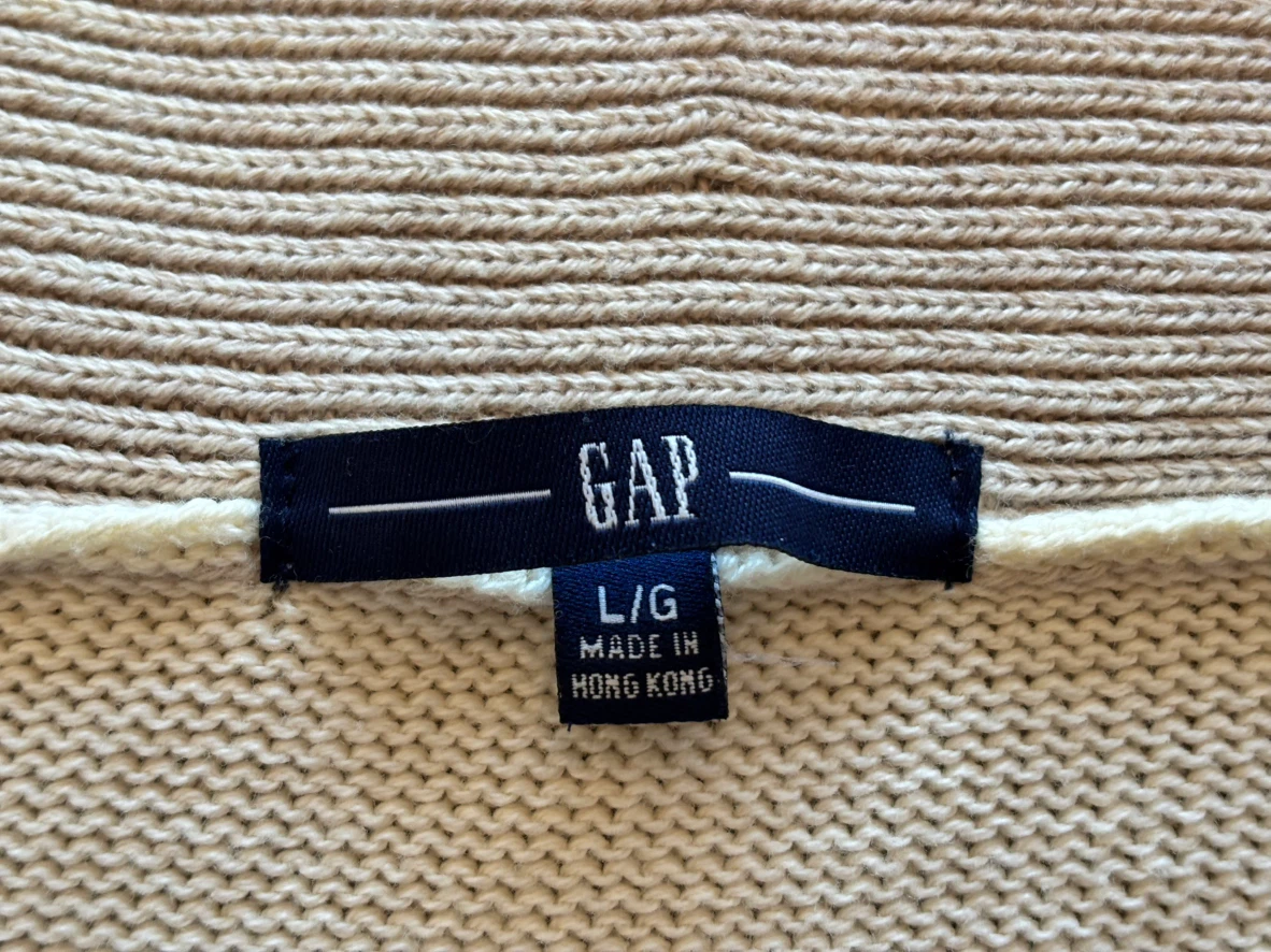 GAP Beige and Cream Striped Open-Front Cardigan L - photo 4