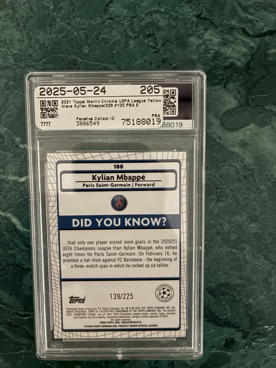 Kylian Mbappé PSA 9 Merlin 2021/22 139/225 - photo 2