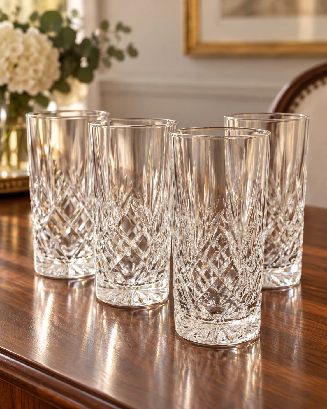 Set of 4 Crystal Highball Glasses