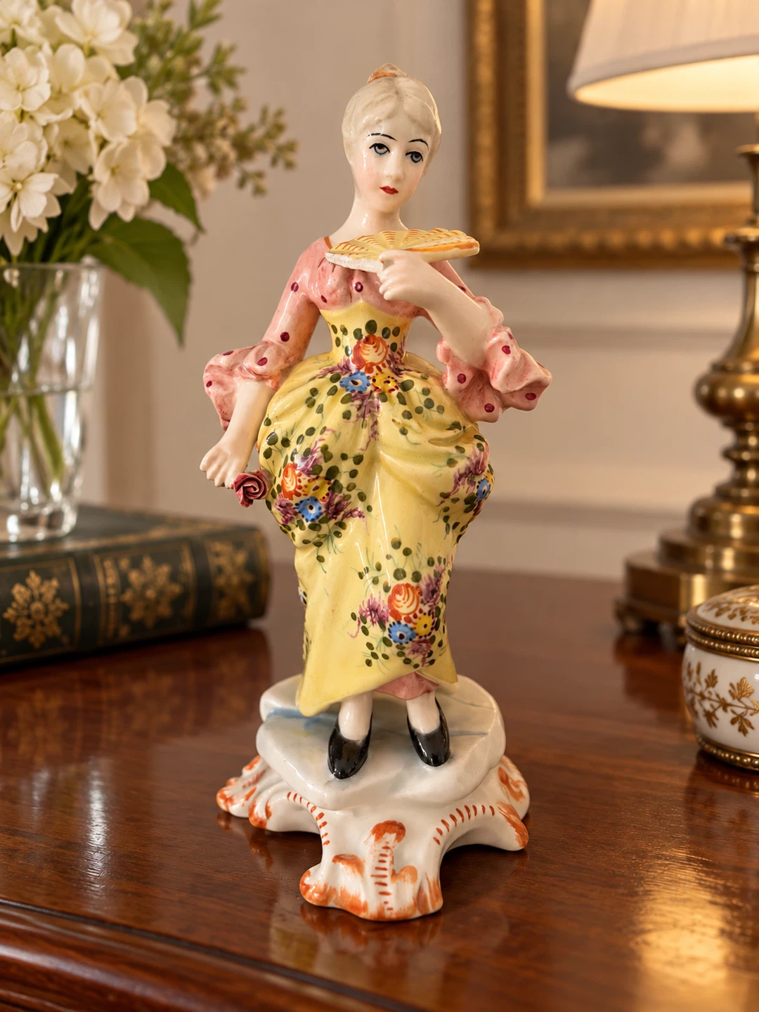 Vintage Porcelain Figurine of a Lady with Fan
