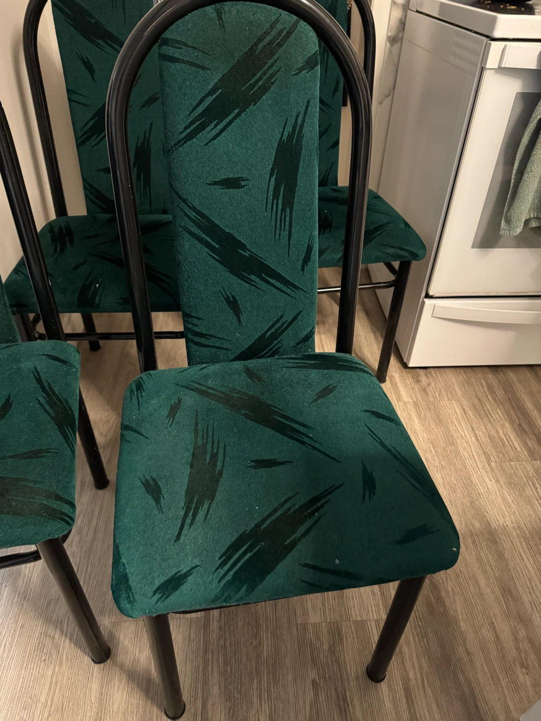 Set of 4 Green Fabric Dining Chairs - photo 2