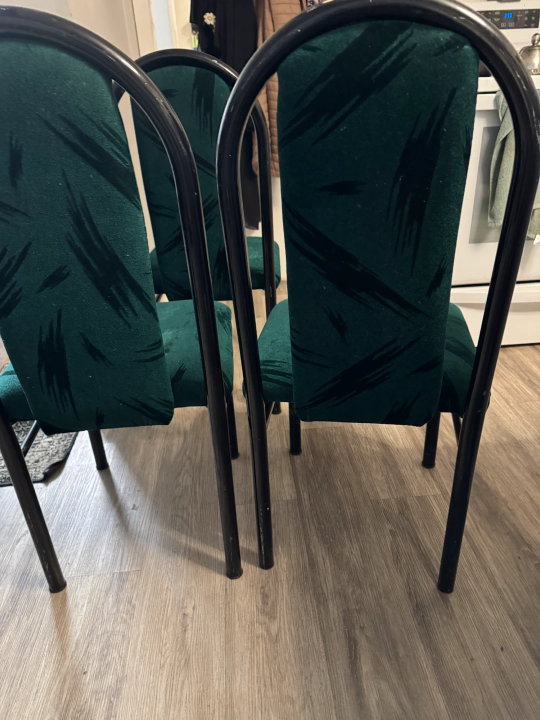 Set of 4 Green Fabric Dining Chairs - photo 5