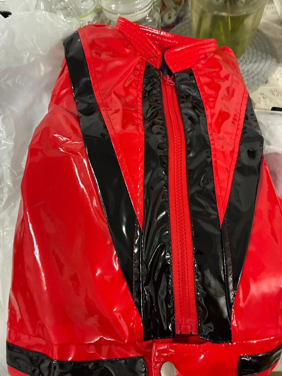 Red and Black Patent Vinyl Jacket