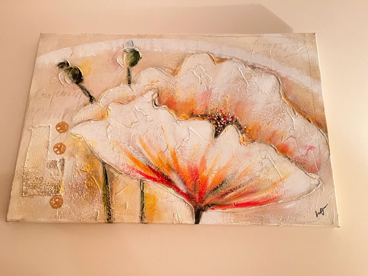 Textured Floral Canvas Wall Art - photo 2